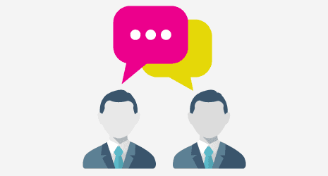 Speech Bubbles above two cartoon people