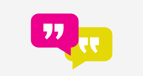 Speech bubbles with quotation marks in them