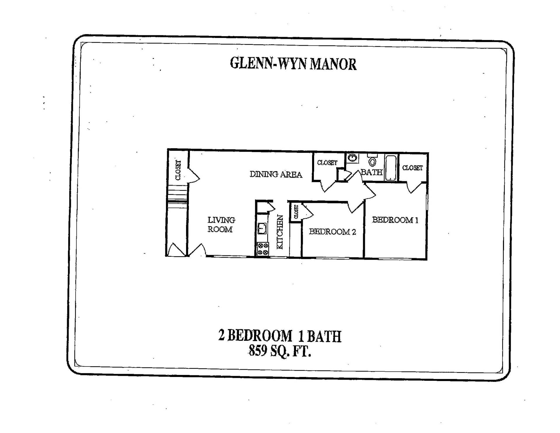 2 Bedroom 1 Bath