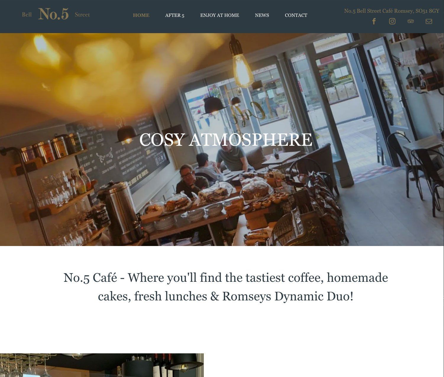 new website for no.5 cafe in Romsey