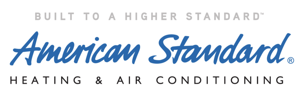 American Standard Heating & Air Conditioning logo in blue script font; includes registered trademark symbol.