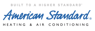American Standard Heating & Air Conditioning logo in blue script font; includes registered trademark symbol.