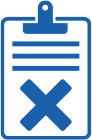 A blue clipboard with a cross on it.