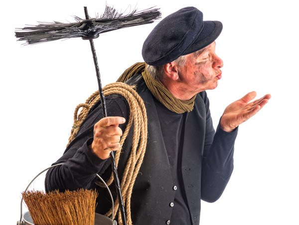 chimney sweep on roof