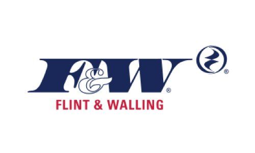 Se muestra un logotipo de Flint and Walling sobre un fondo blanco.