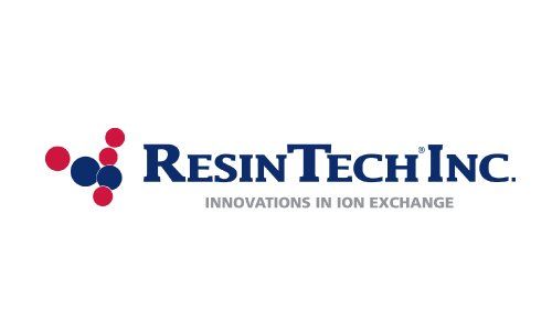 El logotipo de Resin Tech Inc. es un logotipo azul y rojo con círculos.