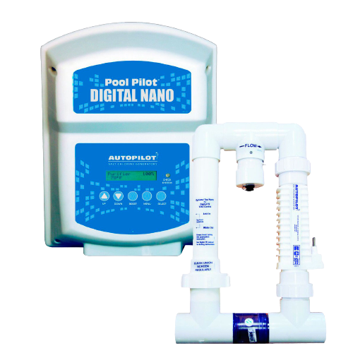 Se muestra un nano digital de piloto de piscina sobre un fondo blanco