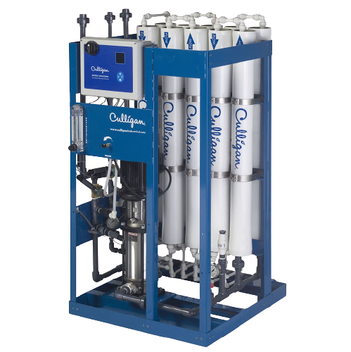 Una máquina azul y blanca que dice Culligan.