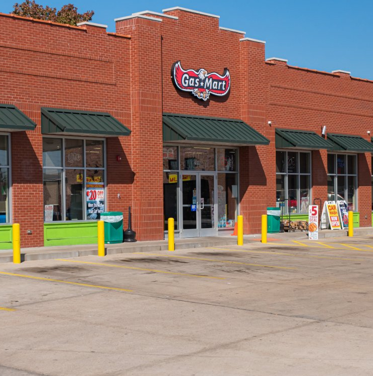 Brick Store front with Gas Mart logo