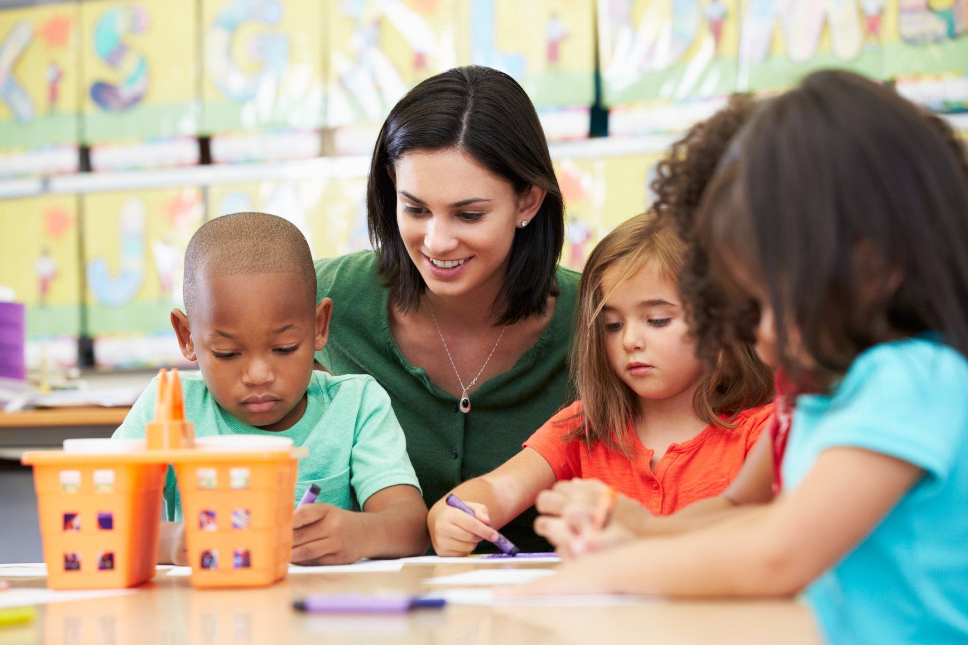 Woman Teaching Children — Greer, SC — Precious Jewels Private School Woman Teaching Children — Greer, SC — Precious Jewels Private School