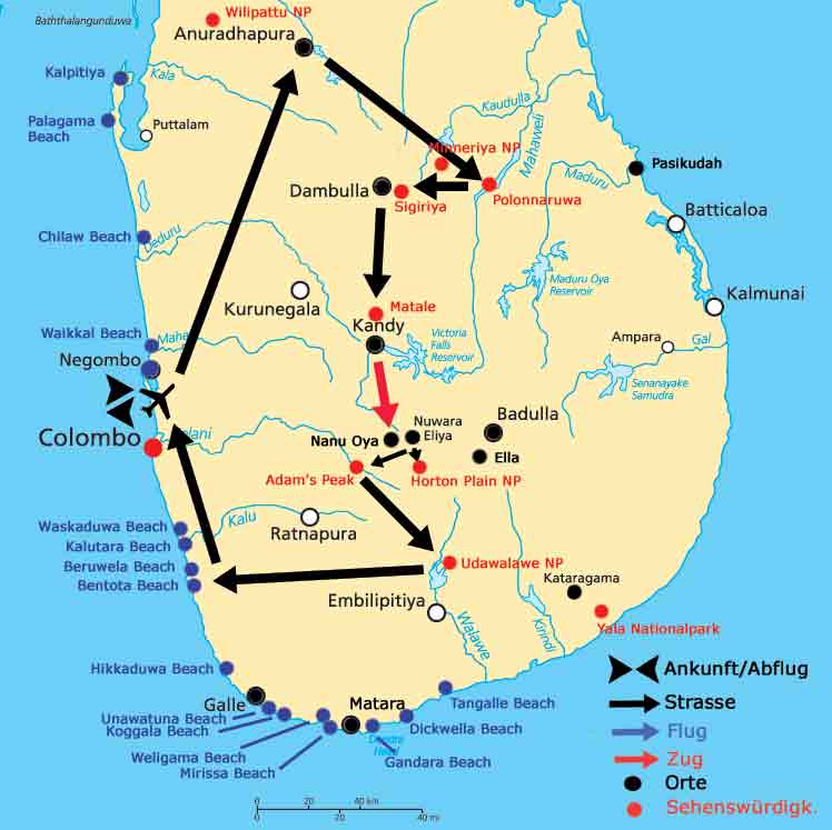 Sri Lanka Karte MAYA-TRAVELS