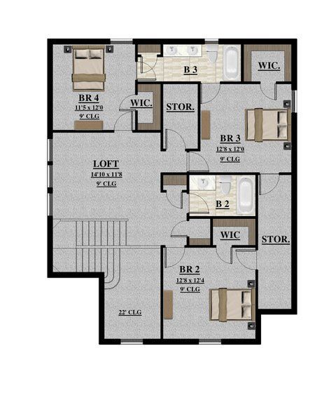 Lafayette II Model Second Story Floor Plan