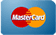 A close up of a mastercard logo on a blue background.