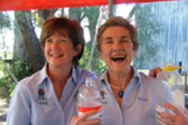 two girls smiling
