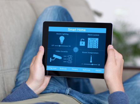 Man monitoring latest security systems