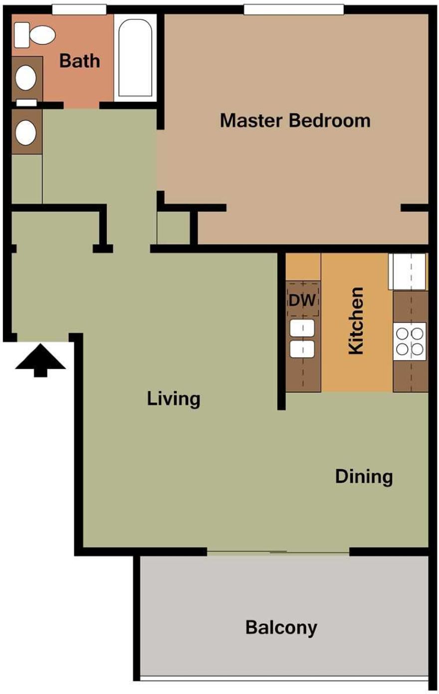1 Bed | 1 Bath Floorplan