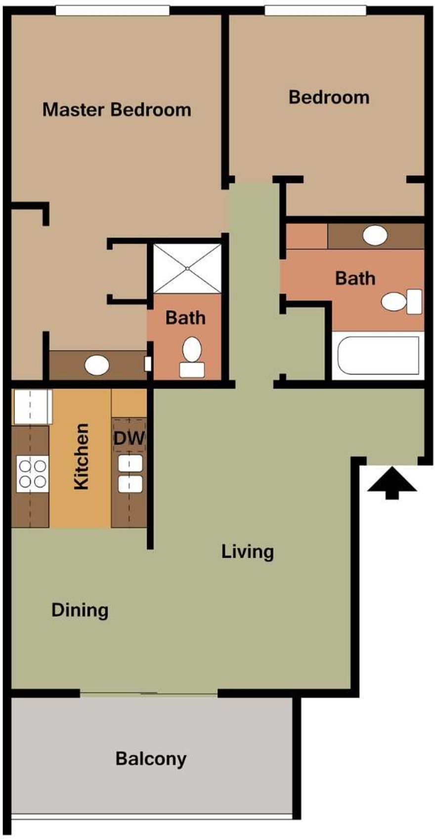 2 Bed | 2 Bath Floorplan