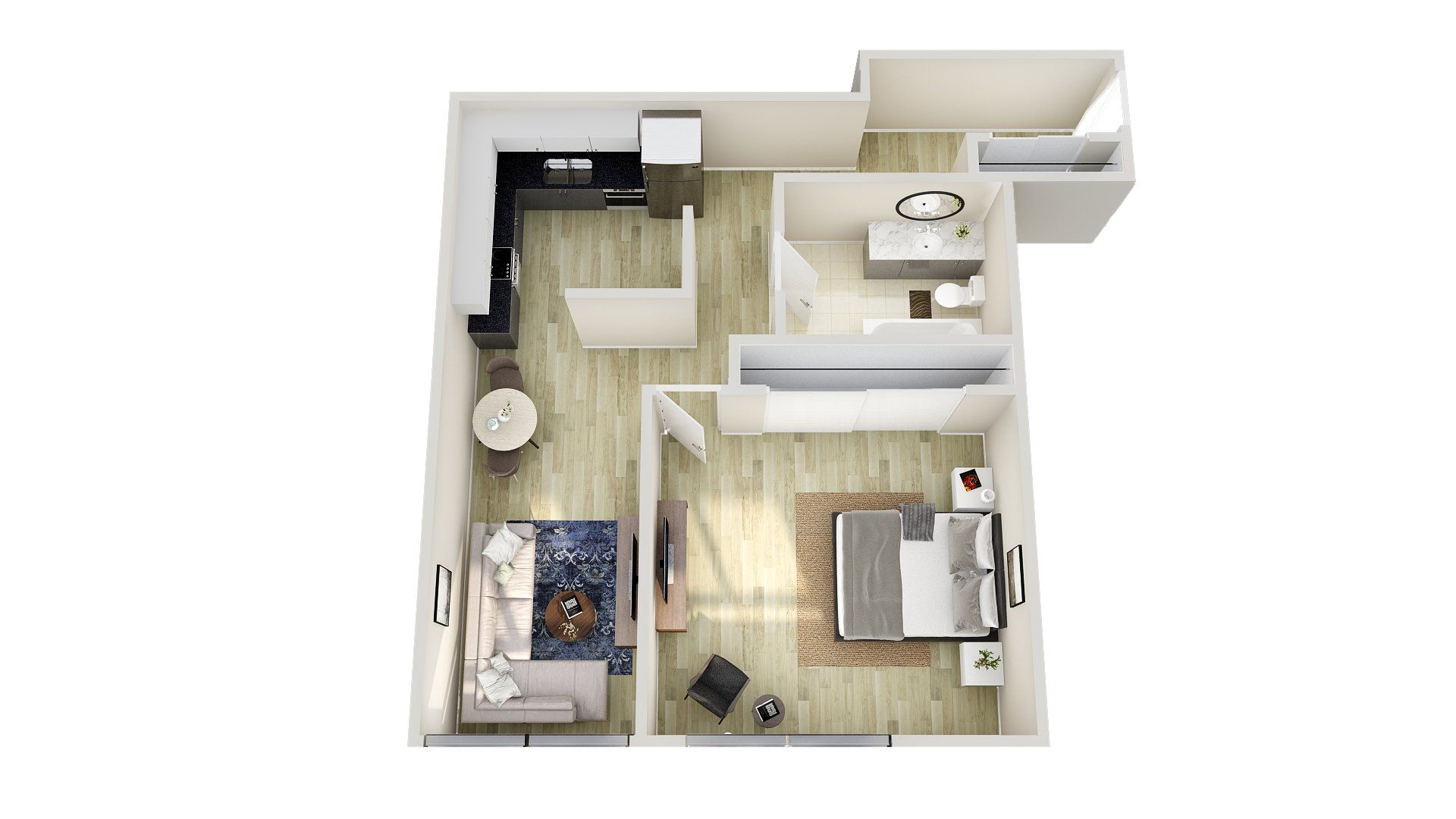 One Bed One Bath E Floor Plan