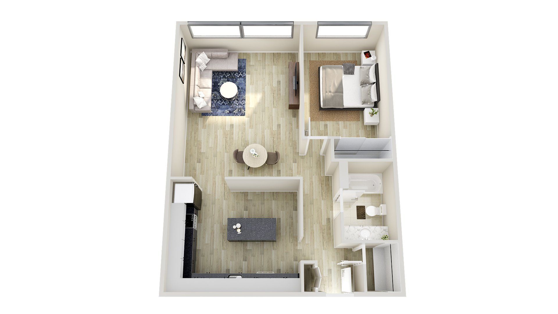 One Bed One Bath F Floor Plan