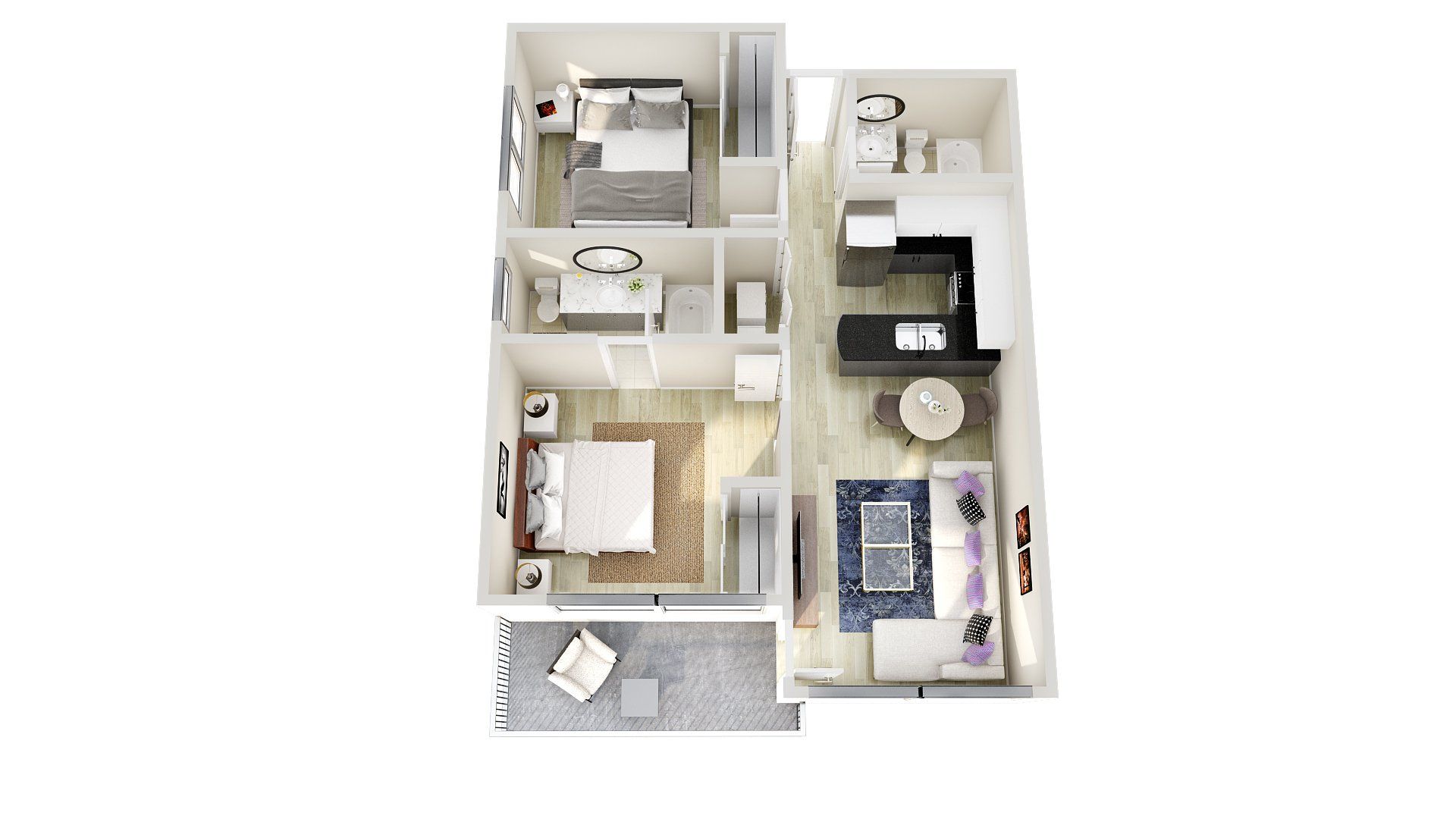 Two Bed Two Bath BCD Floor Plan