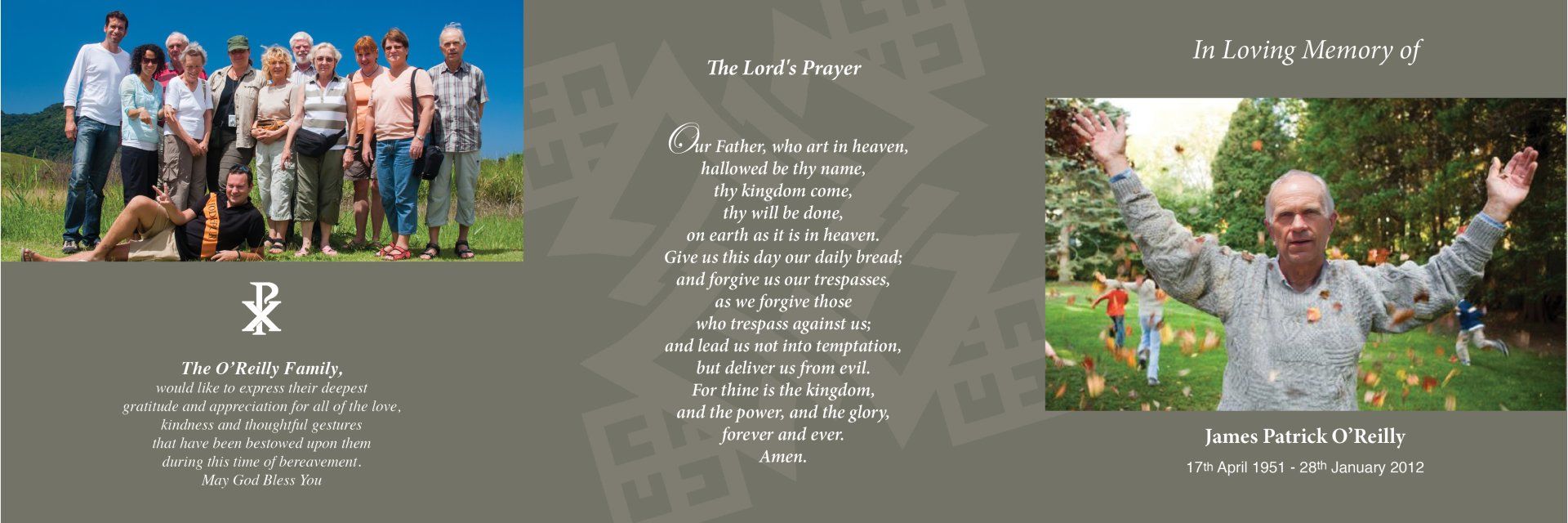 Outside of a Eulogy Card