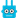 A close up of a blue cube with two eyes on a white background.