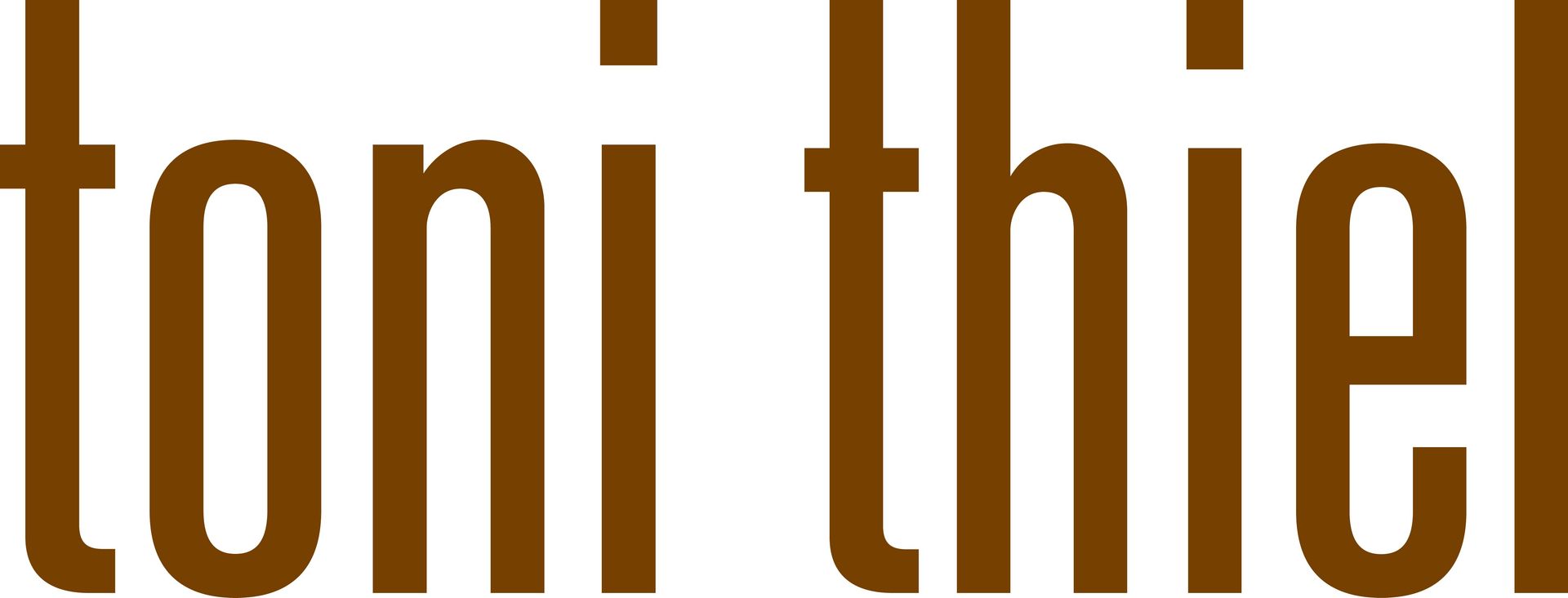 The name toni thief is written in brown letters on a white background.