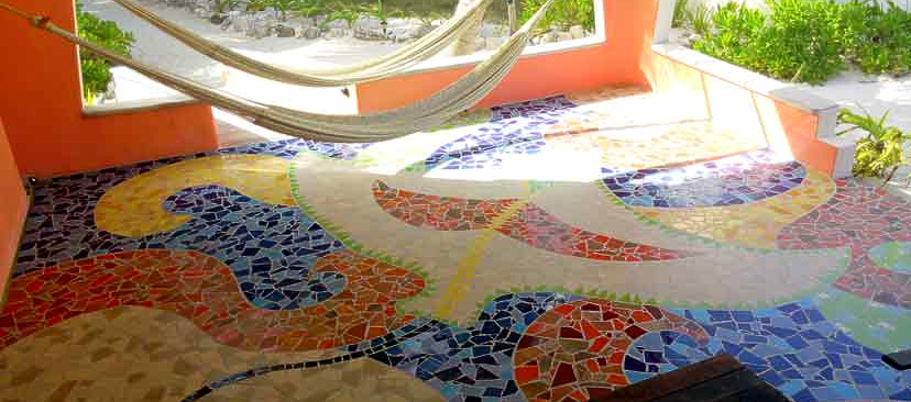 Mosaic patio Mosaic patio on the Beachfront Suite