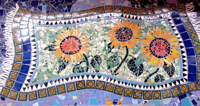 Mosaic carpet talevera and sunflowers Flying Carpet moscaidwith talevera tiles and Sunflowers