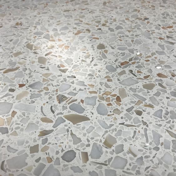 A polished terrazzo floor