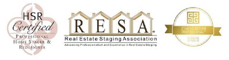 Three logos for real estate staging associations are shown on a white background.