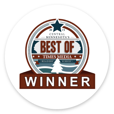 A sticker that says best of times media winner