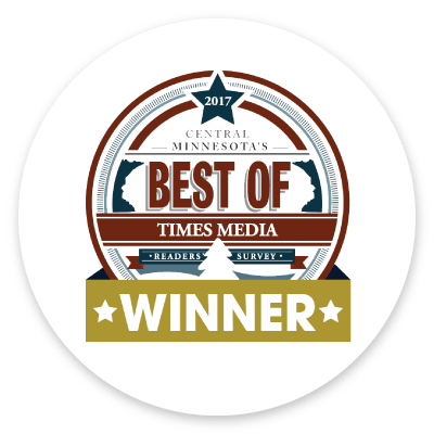 A sticker that says best of times media winner