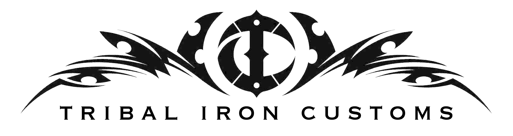 A black and white logo for tribal iron customs