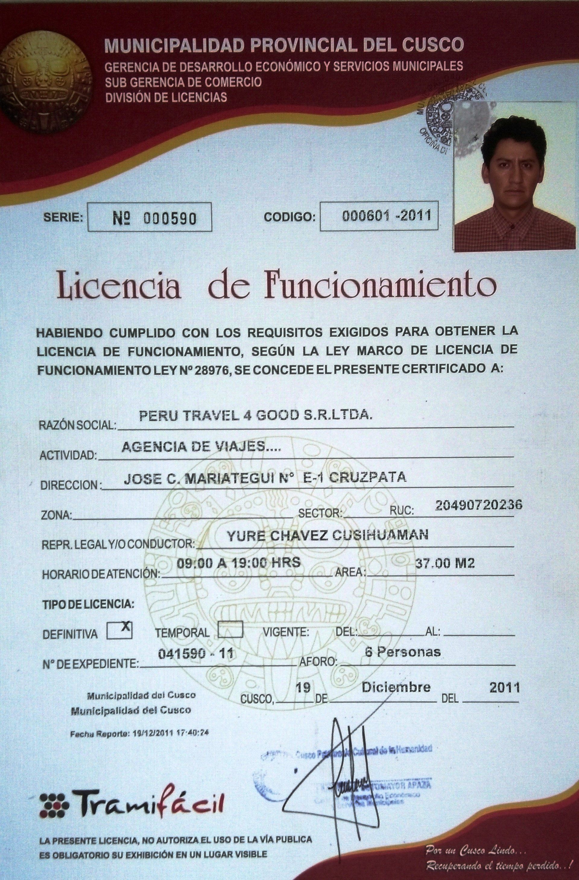 View Larger Photo Cusco Certification