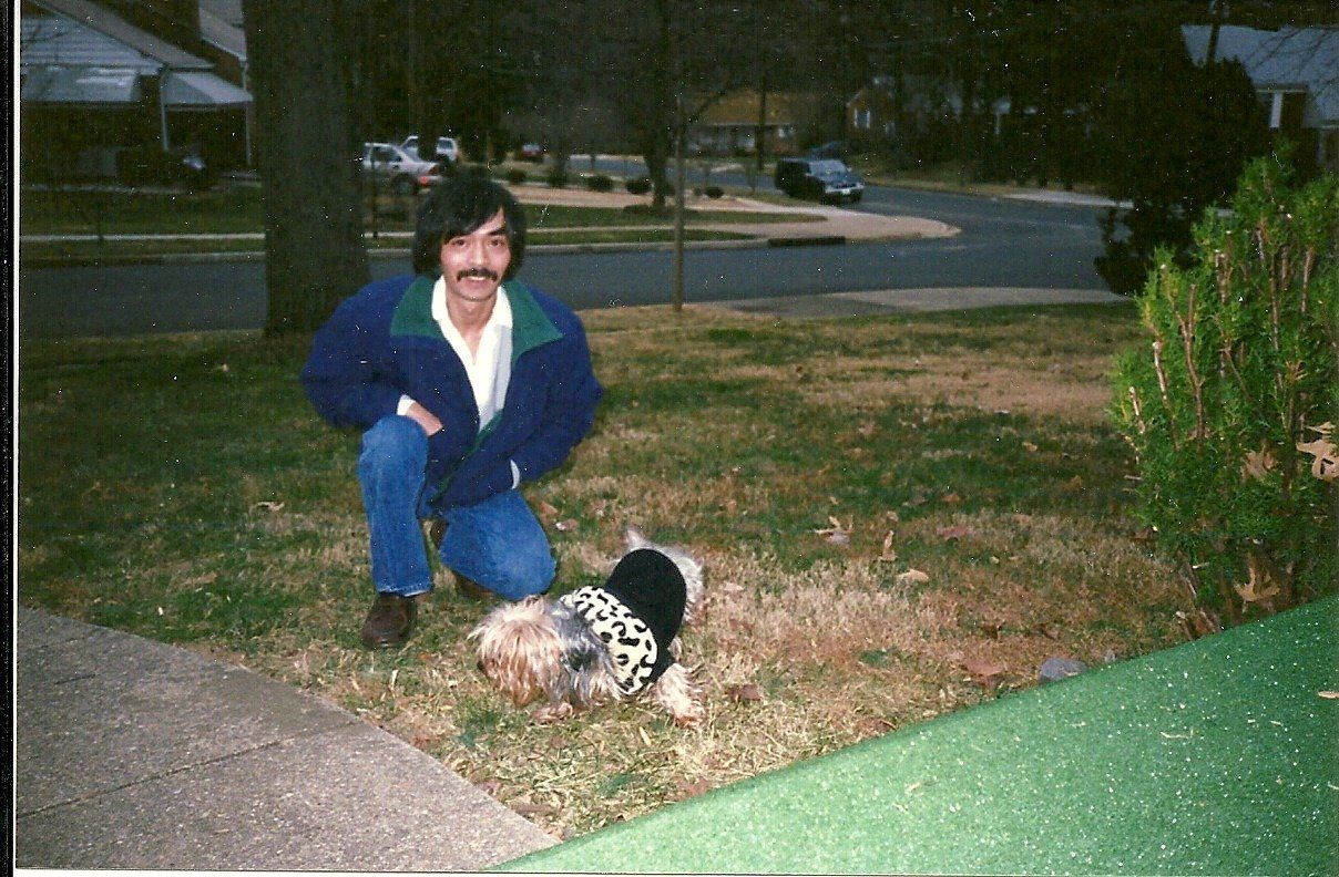 Minh Le with dog