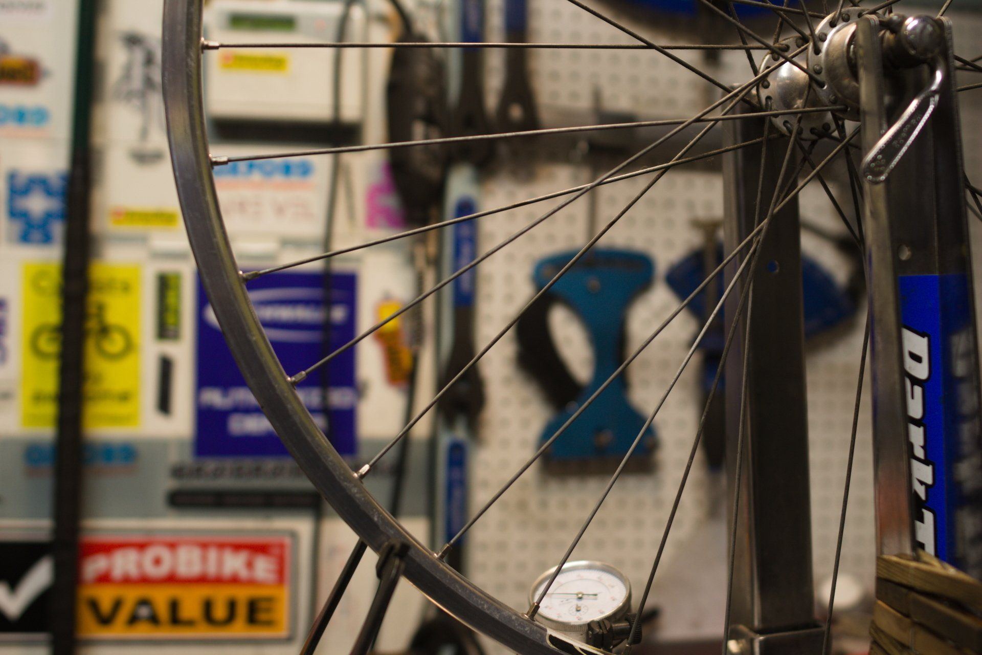 Bicycle wheel build in progress