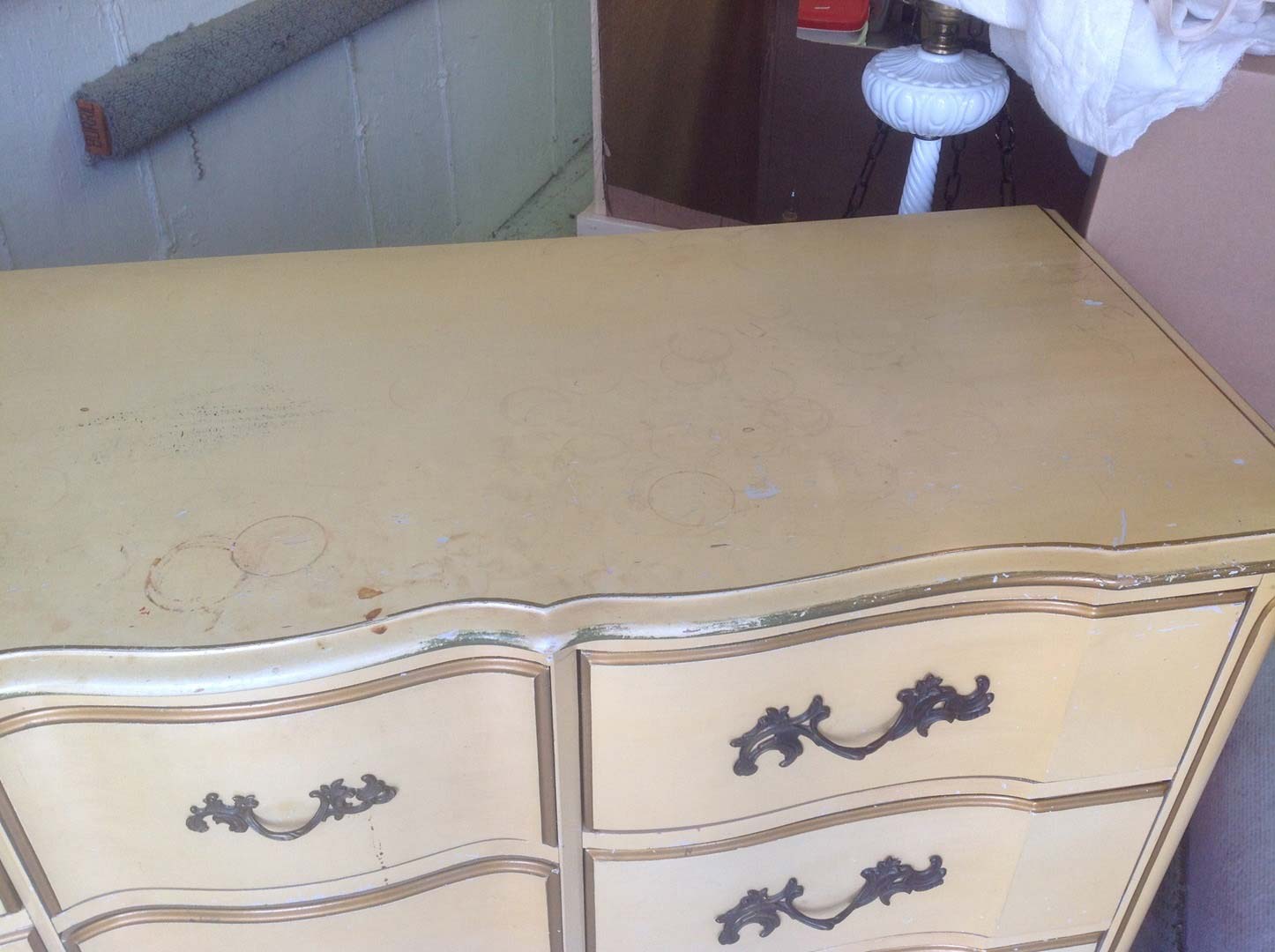 Bedroom Dresser Surface Before Refinish — The Tri-State Area — Carriage House II In-Home Restorations