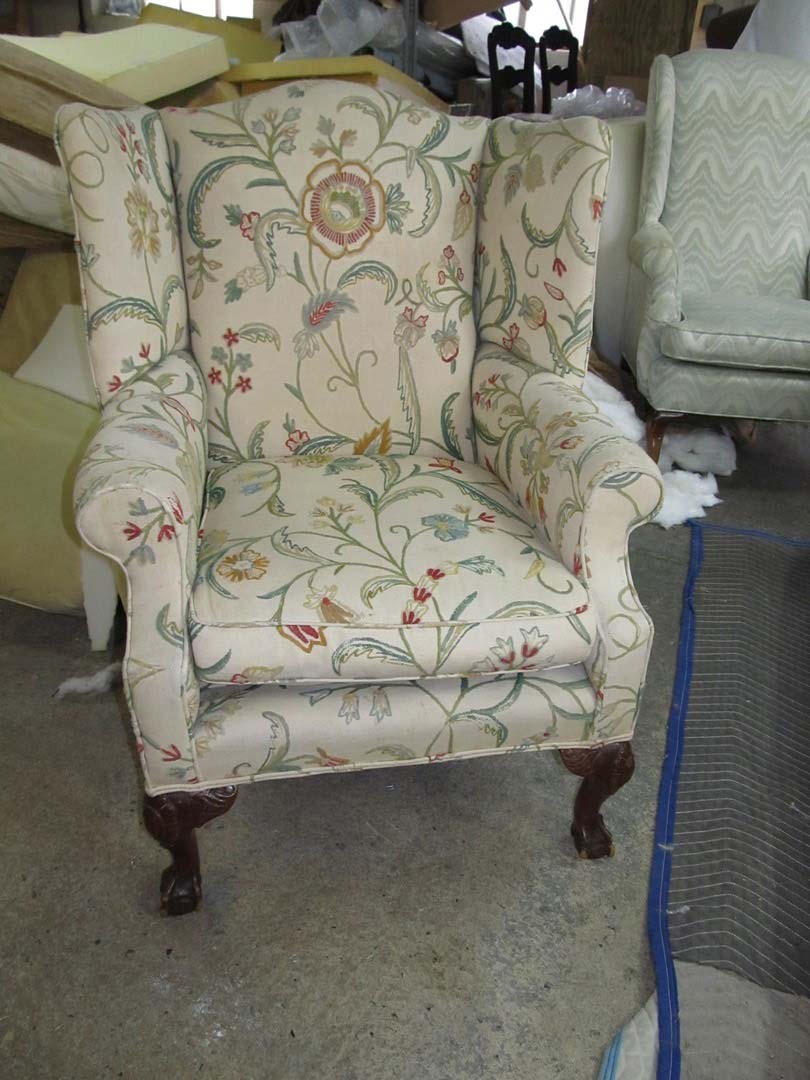 Floral Wing Back Chair — The Tri-State Area — Carriage House II In-Home Restorations