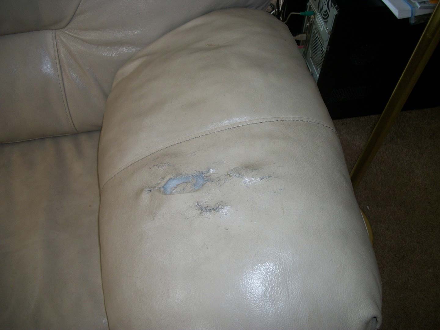Torn Leather Sofa Arm — The Tri-State Area — Carriage House II In-Home Restorations