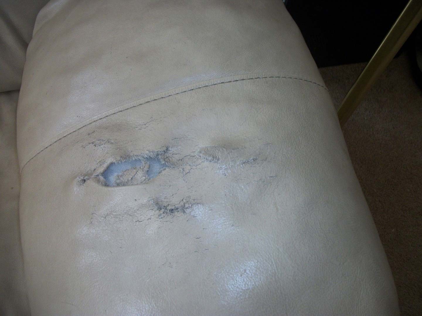 Leather Sofa Arm Damaged — The Tri-State Area — Carriage House II In-Home Restorations