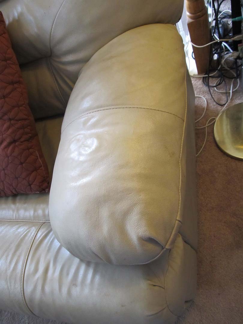 Leather Sofa Arm Restored — The Tri-State Area — Carriage House II In-Home Restorations