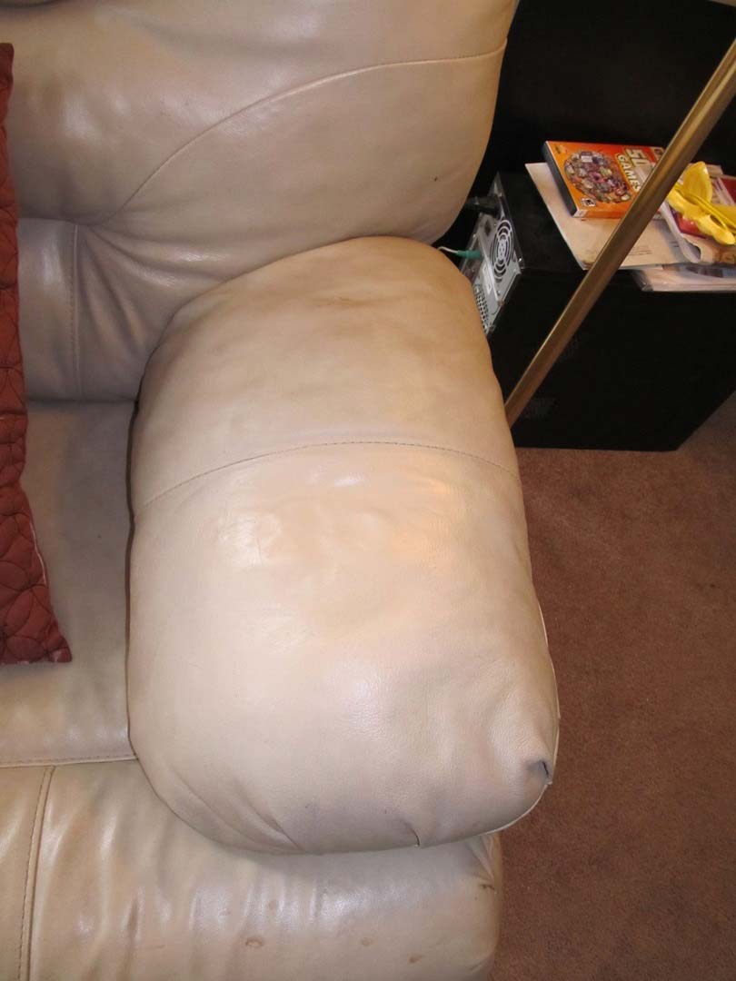 Leather Sofa Arm Repaired — The Tri-State Area — Carriage House II In-Home Restorations