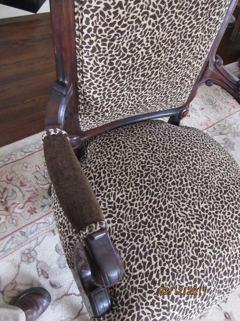 Victorian Armchair with Contrasting Fabric — The Tri-State Area — Carriage House II In-Home Restorations