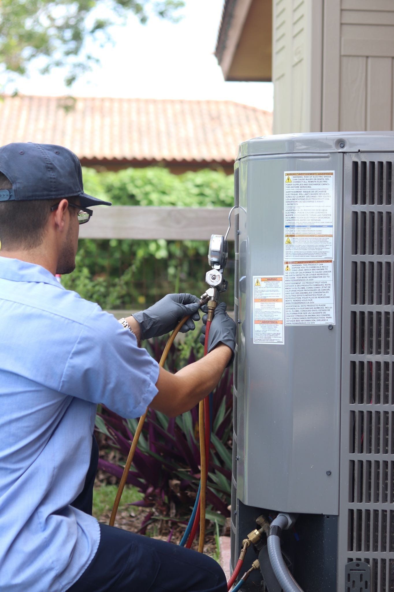 Technician checking unit