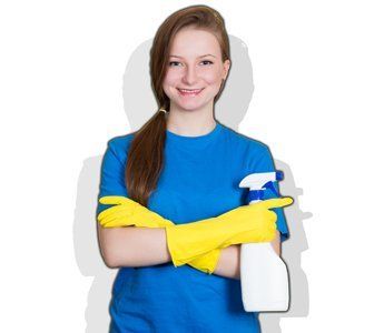Woman Holding Spray — Chico, CA — Sanitorial Janitorial Service Woman Holding Spray — Chico, CA — Sanitorial Janitorial Service