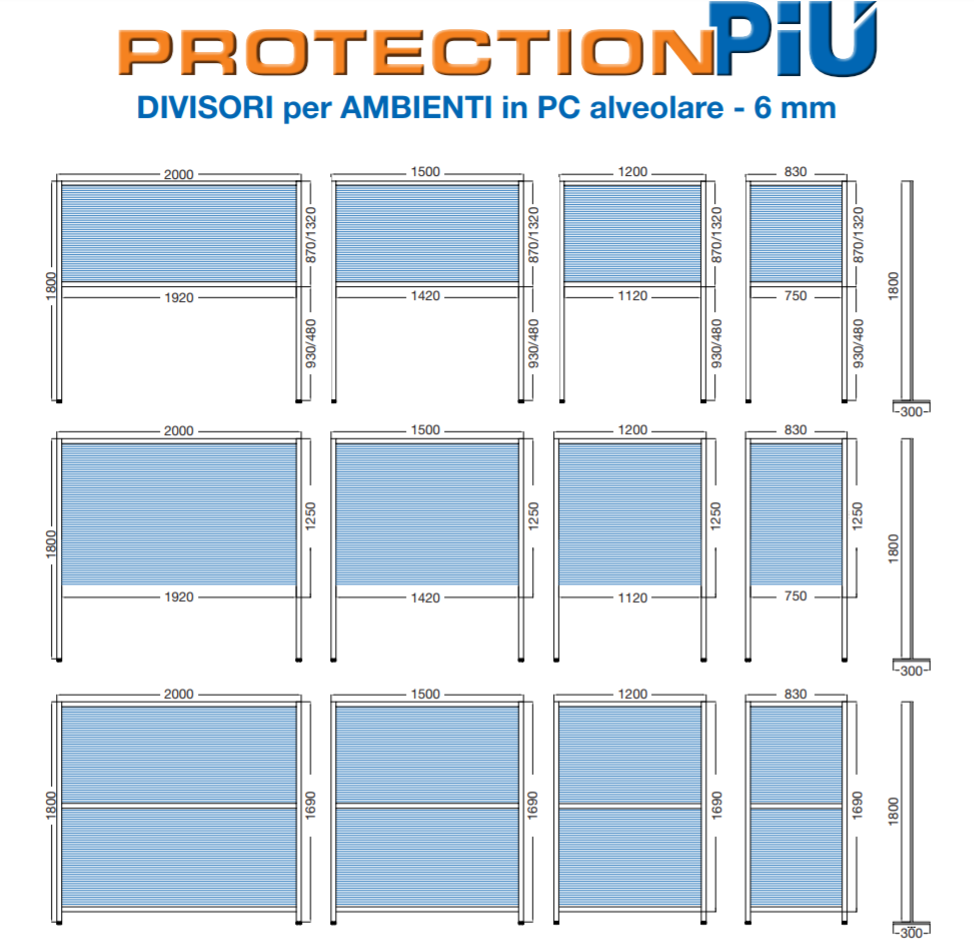 A poster for protection piu divides per ambienti in pc alveolare - 6 mm