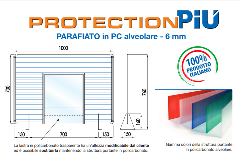 Un annuncio pubblicitario per protezione piu parafiato in pc alveolare - 6 mm
