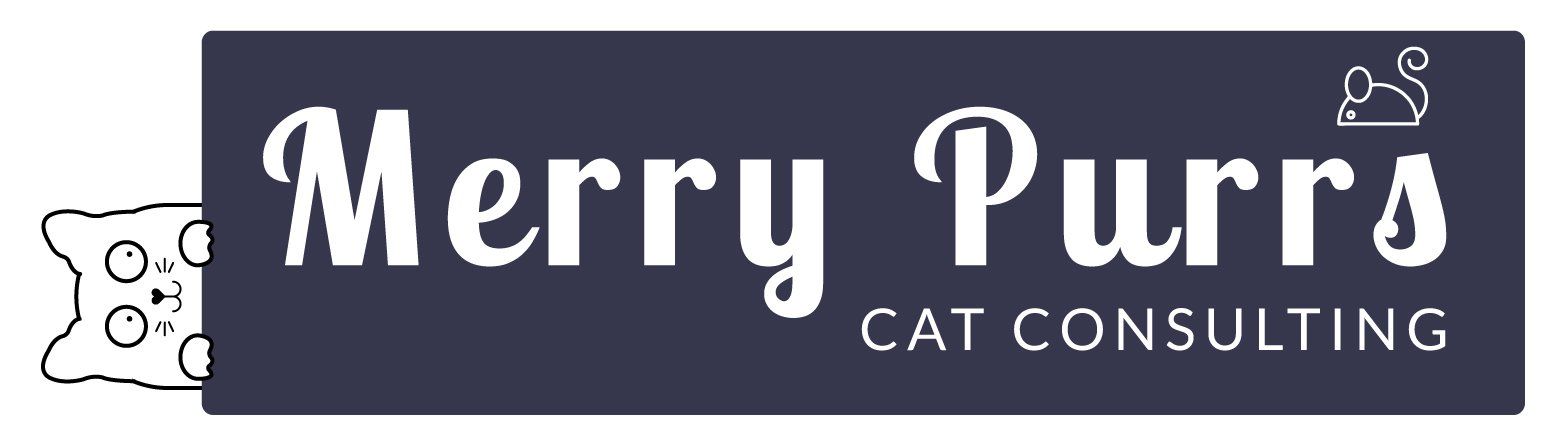A logo for merry purrs cat consulting with a cat on it