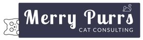 A logo for merry purrs cat consulting with a cat on it